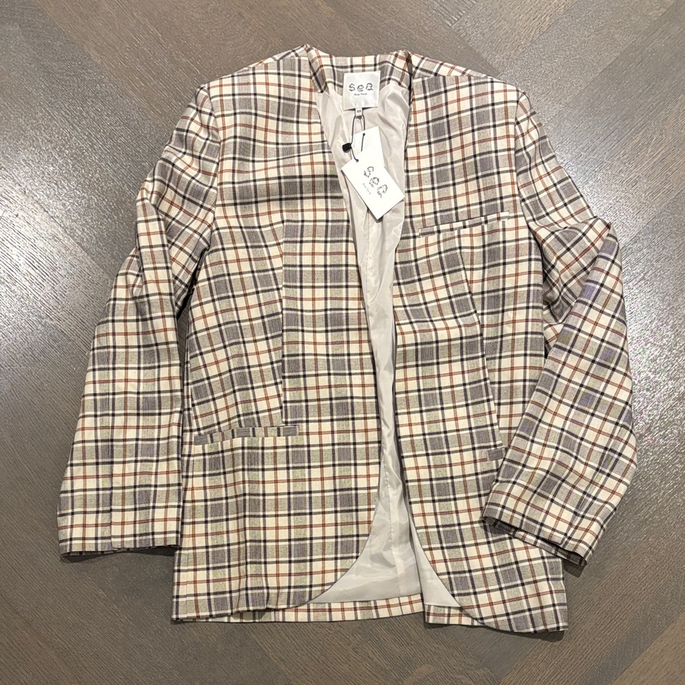 Sea New York Plaid Jacket in Cream and Brown